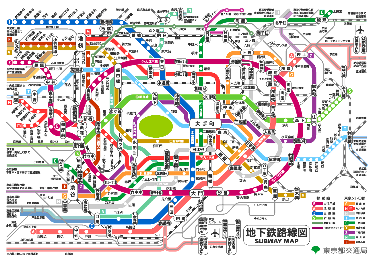 東京メトロ・都営地下鉄路線図